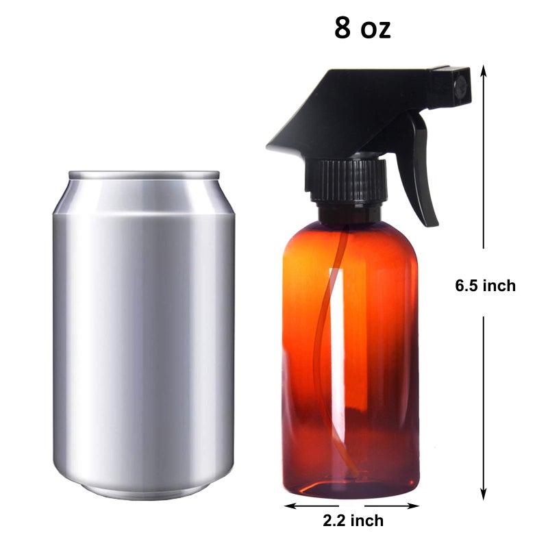 Youngever 6 Pack Empty Amber Plastic Spray Bottles, 8 Ounce Refillable Container for Essential Oils, Cleaning Products, or Aromatherapy, Trigger Sprayer with Mist and Stream Settings - Image 2