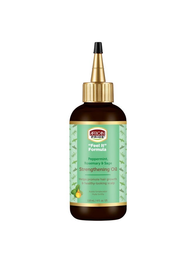 African Pride Feel-It Formula Strengthening Oil With Rosemary Oil, Peppermint Oil And Sage - Helps Promote Hair Growth, Nourishing Treatment For Split Ends And Dry Scalp For All Hair Types, 4 Fl Oz.  - Image 1