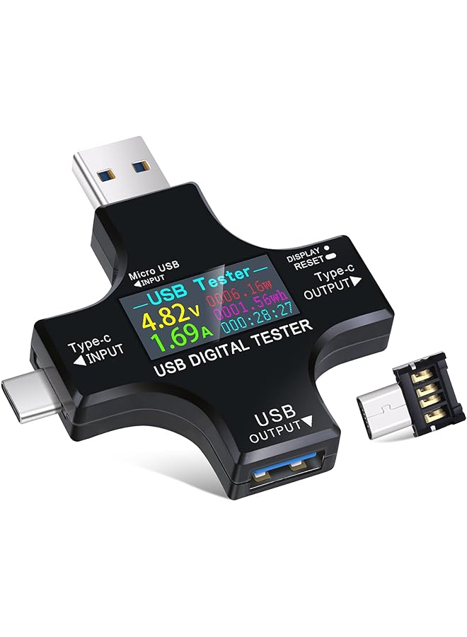 PROMASS promass USB C Power Meter Testers, 2 in 1 Type C USB Tester Color Screen LCD Digital Multimeter, USB C Voltage Current Voltmeter Amp Volt Ammeter Detector USB Cable Charger Indicator DC3.6-30V/0-5.1A  - Image 1
