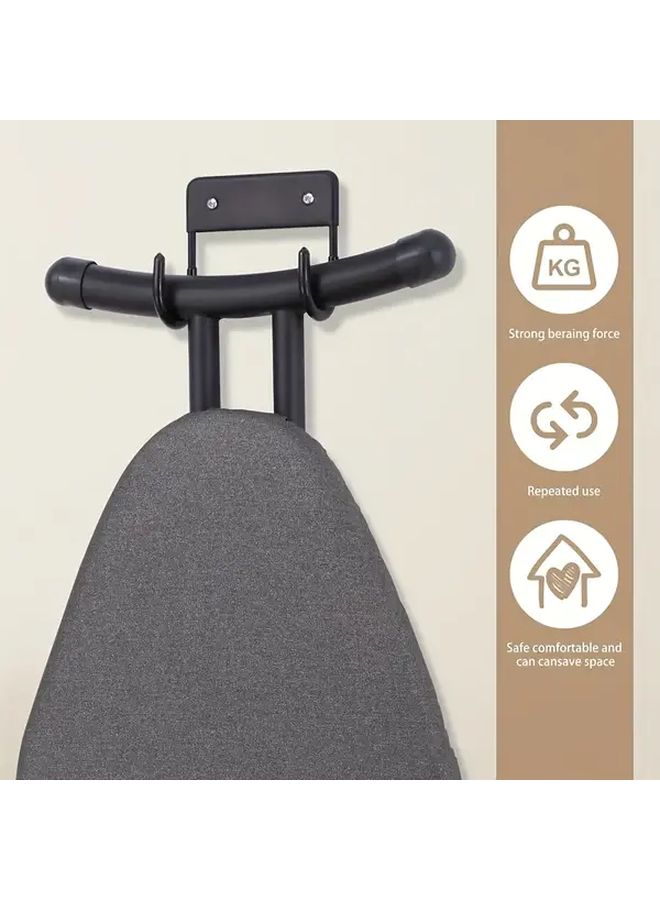 Black Double Hook Iron Plate Hanger For Ironing Boards And Clothes - Image 2