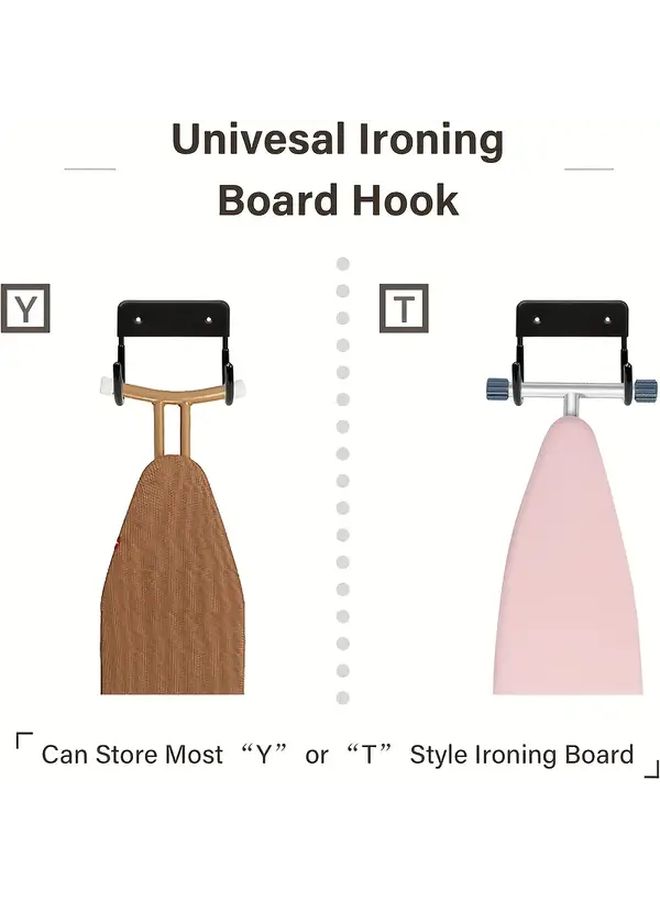 Black Double Hook Iron Plate Hanger For Ironing Boards And Clothes - Image 3