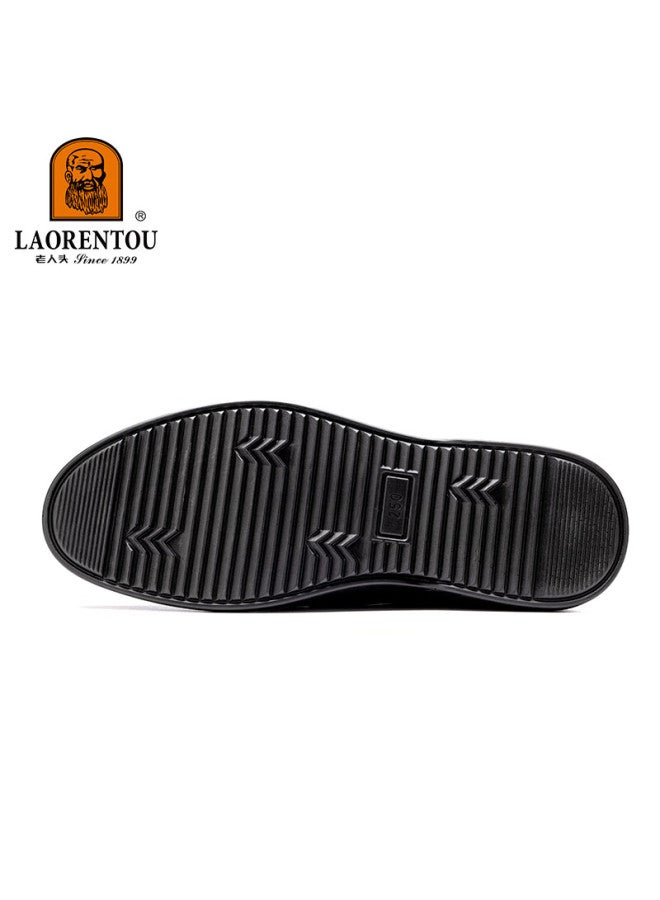 Laorentou Men's Leather Shoes, Summer New Style, Genuine Leather Hollow-out Casual Shoes, Soft Sole Breathable Perforated Shoes, Ll175 Black, Size 41 - Image 2