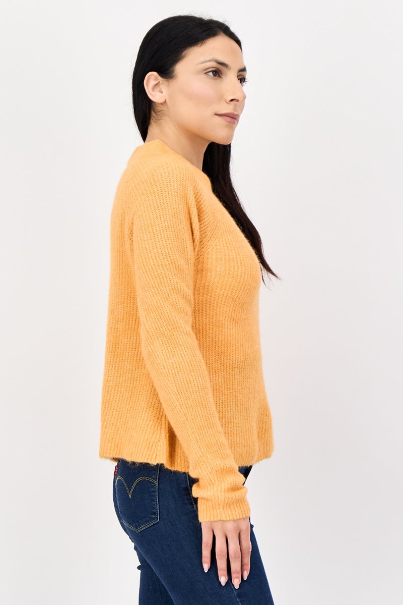 Fire & Glory Women Ribbed Neck Knitted Sweater, Orange - Image 3