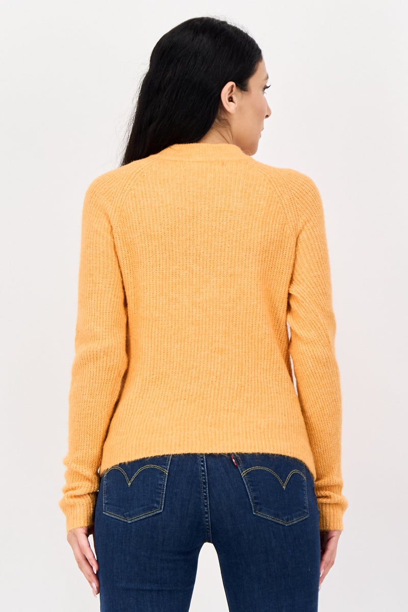 Fire & Glory Women Ribbed Neck Knitted Sweater, Orange - Image 4