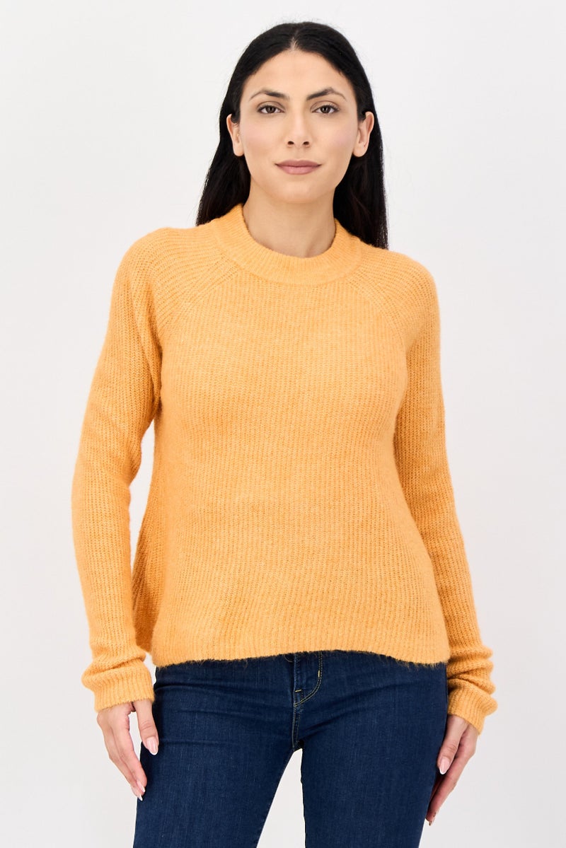 Fire & Glory Women Ribbed Neck Knitted Sweater, Orange - Image 1