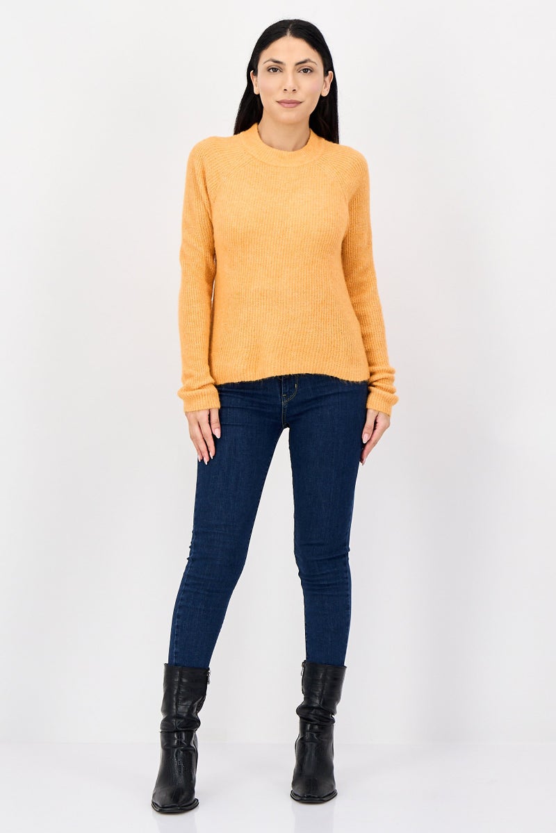 Fire & Glory Women Ribbed Neck Knitted Sweater, Orange - Image 2