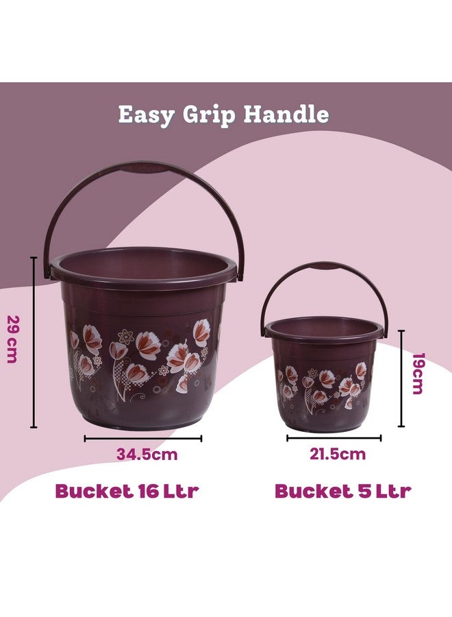 VeleSolv Heavy Duty Virgin Plastic Large Capacity 16 L Bucket, 5 L Bucket, Patla, Deep Tub, Dustbin, 1.5 L Mug, 1 L Mug, Soap Case, Dustpan, Tooth Brush Stand Bathroom Set (Chocolate) - 10 Pieces - Image 4