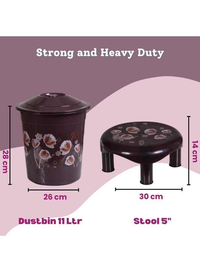 VeleSolv Heavy Duty Virgin Plastic Large Capacity 16 L Bucket, 5 L Bucket, Patla, Deep Tub, Dustbin, 1.5 L Mug, 1 L Mug, Soap Case, Dustpan, Tooth Brush Stand Bathroom Set (Chocolate) - 10 Pieces - Image 5