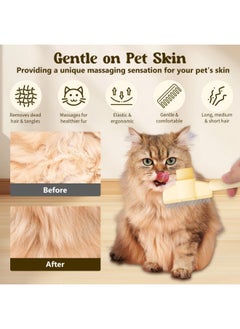 Meetion 2 PCS Pet Hair Removal Comb Flea Comb, New Cat Brush with Release Button, Pet Grooming Brush for Short&Long Hair(Yellow+Green）  - Image 3