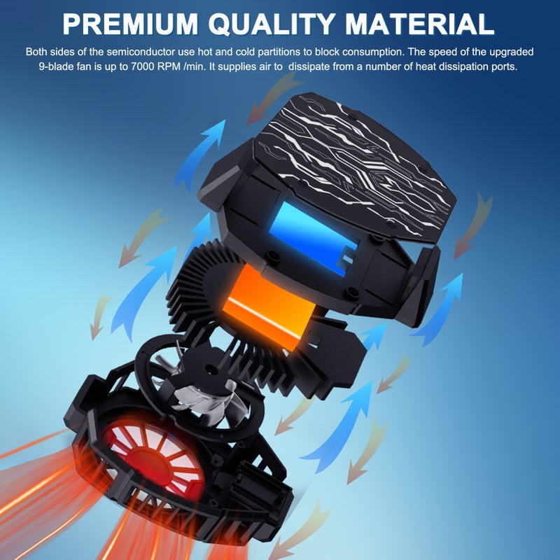 Phone Cooler Poweful Cooling Radiator with Digital Display 9 Blades Fan RGB Gradient Light Effect Semiconductor Heatsink Mobile Radiator for Gaming Videos Vlog - Image 3
