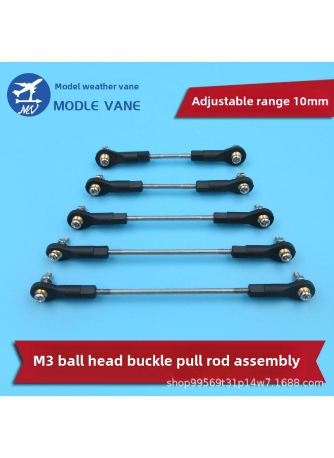 M3 Multi-specification Ball Joint Buckle Tie Rod Assembly Ball Joint Connecting Rod Ball Joint Steering Assembly Adjustable Range 10mm-Color:250mm Pull Rod + Ball Heads On Both Sides (without Screws)  - Image 1