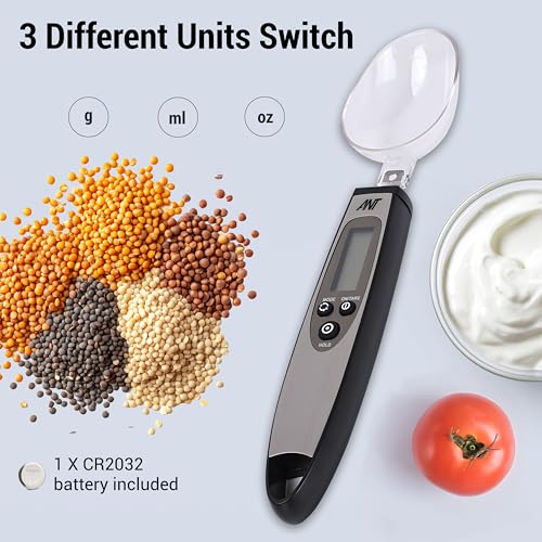 ANT Esports Ant AEKSS10 Digital Food Measuring Spoon Scale - Electronic Kitchen Measuring Spoon Scale for Cooking Baking - Smart Adjustable Measure Cup for Home Cooks Bakers Chefs Pet Owners_Grey - Image 4