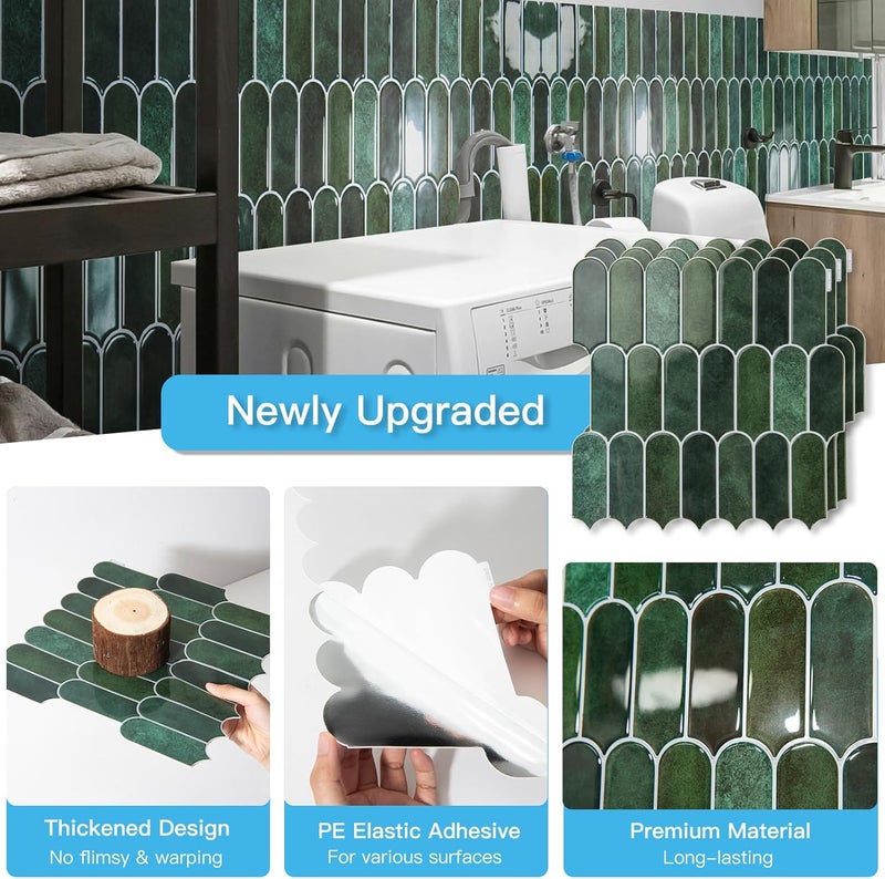 Art3d 12 x 12 Inch Heavy-Duty Peel and Stick Backsplash, Self-Adhesive Wall Tiles for Kitchen Bathroom Decor, 10-Pack Dark Green - Image 5