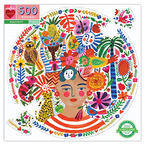 eeBoo 500 Piece Puzzle Positivity Jigsaw Puzzle for Adults Circular with 23 Diameter Made with Recycled Board VegetableBased Ink - Image 1