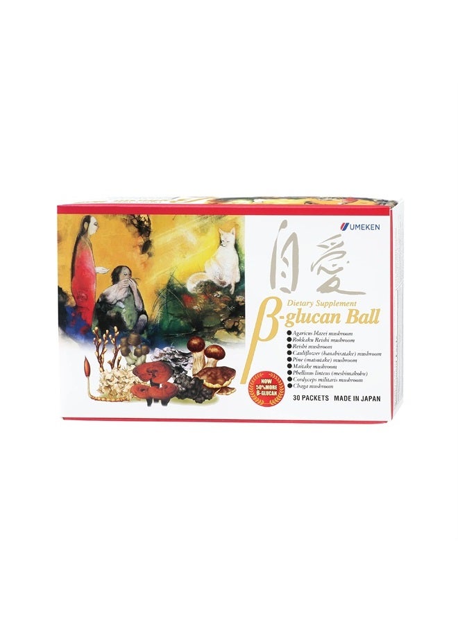 umeken Beta Glucan - Immune Boost, Mushroom Extract, Dietary Supplement, 30 Packets, 1 Month Supply - Image 1