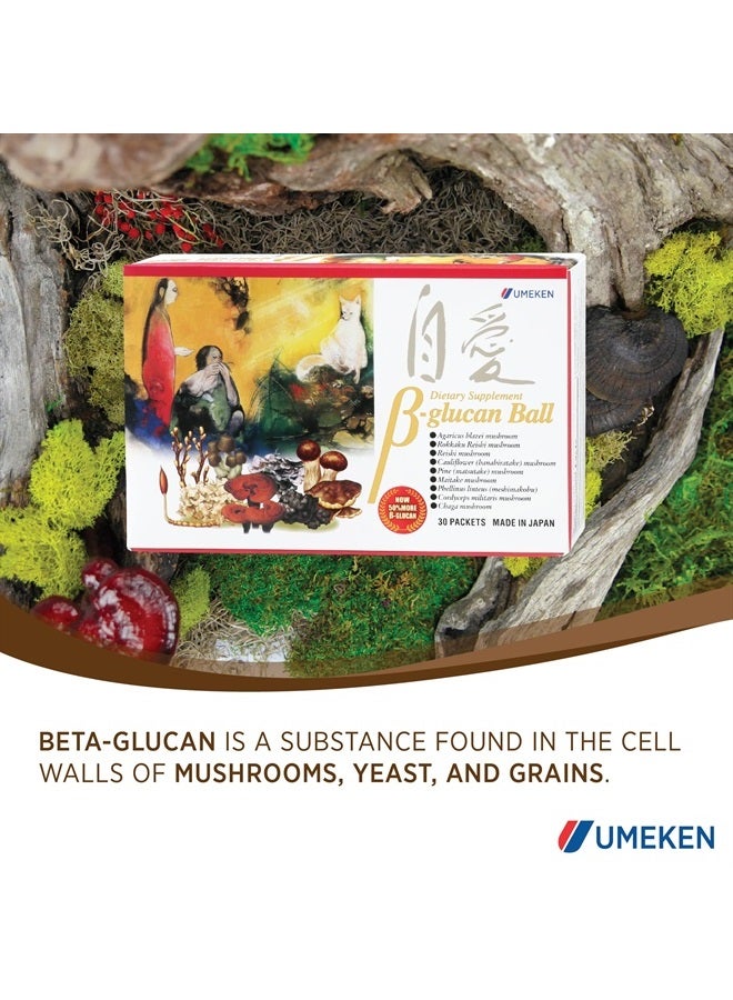 umeken Beta Glucan - Immune Boost, Mushroom Extract, Dietary Supplement, 30 Packets, 1 Month Supply - Image 2