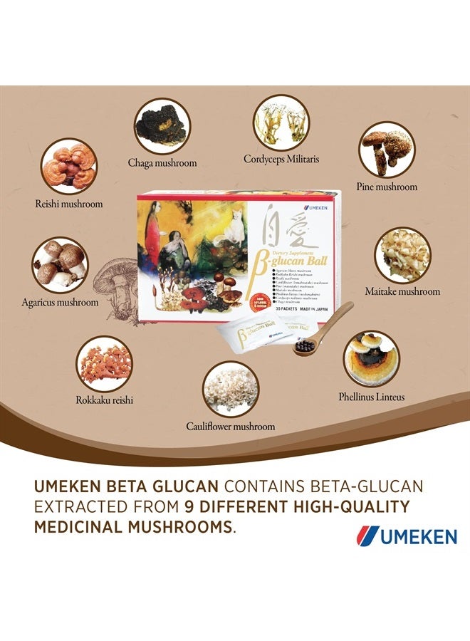 umeken Beta Glucan - Immune Boost, Mushroom Extract, Dietary Supplement, 30 Packets, 1 Month Supply - Image 3