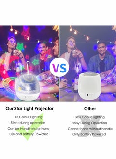 KASTWAVE Night Light Projector, Silent Star Lights Rotaing Projector Galaxy Projector Light for Baby Kids Bedroom with 4 Projection Films 15 Colors, White  - Image 4