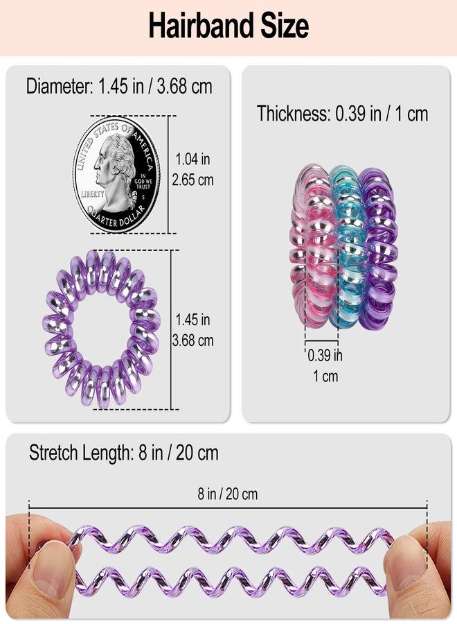 JessLab Spiral Hair Ties, 20 Pcs Traceless Phone Cord Hair Ties No Crease Spiral Bracelet Plastic Coil Ponytail Holders No-Damage Headband Hair Accessory for Girls Women Ladies Gift (Lustrous) - Image 3
