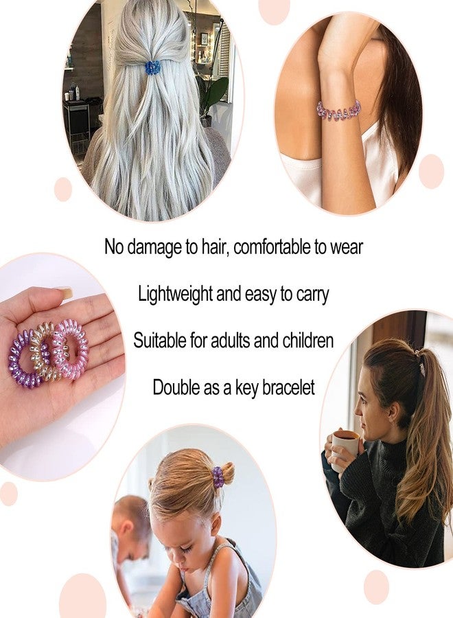 JessLab Spiral Hair Ties, 20 Pcs Traceless Phone Cord Hair Ties No Crease Spiral Bracelet Plastic Coil Ponytail Holders No-Damage Headband Hair Accessory for Girls Women Ladies Gift (Lustrous) - Image 5