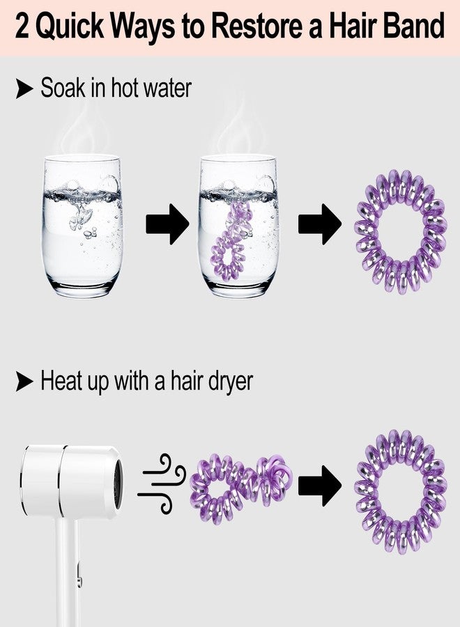 JessLab Spiral Hair Ties, 20 Pcs Traceless Phone Cord Hair Ties No Crease Spiral Bracelet Plastic Coil Ponytail Holders No-Damage Headband Hair Accessory for Girls Women Ladies Gift (Lustrous) - Image 4