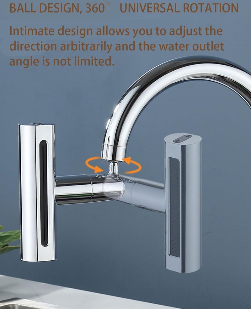 Zarini 4in1 Kitchen Faucet Waterfall Design with 360 Swivel Extender SplashProof Replacement Head High Arc for Easy Washing Polished Brass - Image 2
