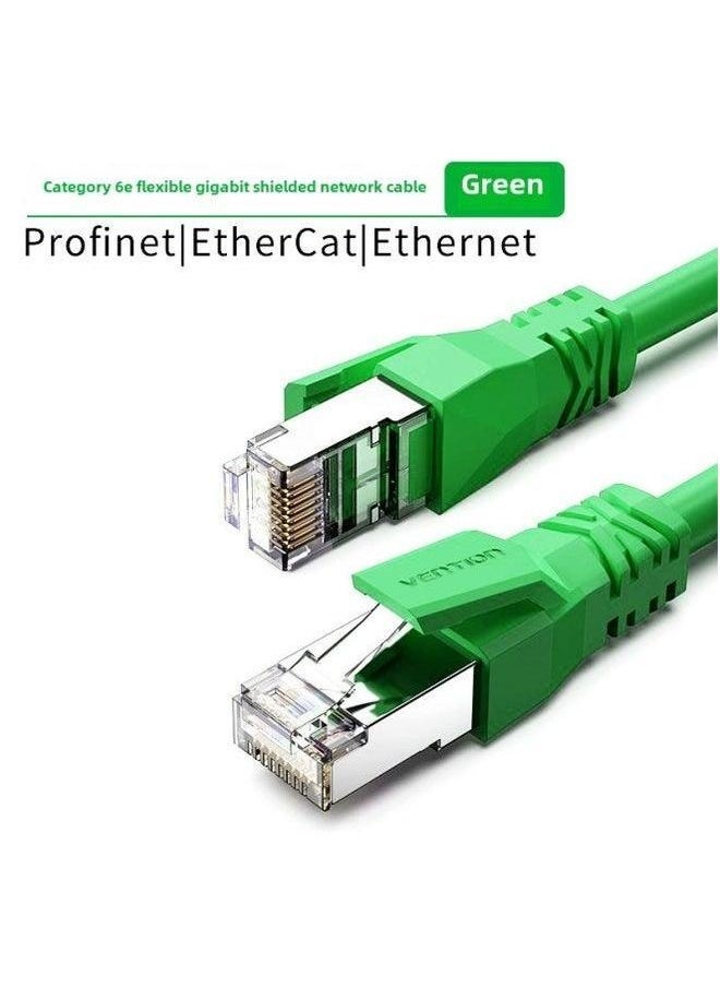 Generic Profinet Industrial Network Cable Super 66 Gigabit Servo EtherCAT High Flexible Drag Chain Shielding Finished Product Purple-Color:Green Category 6e 8-core Soft Double Shielding-Line Length:15m  - Image 1