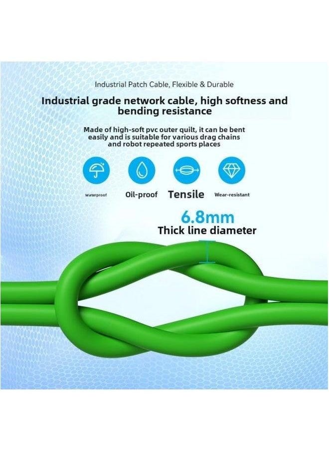 Generic Profinet Industrial Network Cable Super 66 Gigabit Servo EtherCAT High Flexible Drag Chain Shielding Finished Product Purple-Color:Green Category 6e 8-core Soft Double Shielding-Line Length:15m  - Image 4