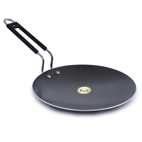 RBY Pure Iron Tawa Lohe Ka Tava for Roti Chapati with Steel Wire Handle Unique Smooth Edge Gas & Induction Friendly – 9.5 Inch - Image 1