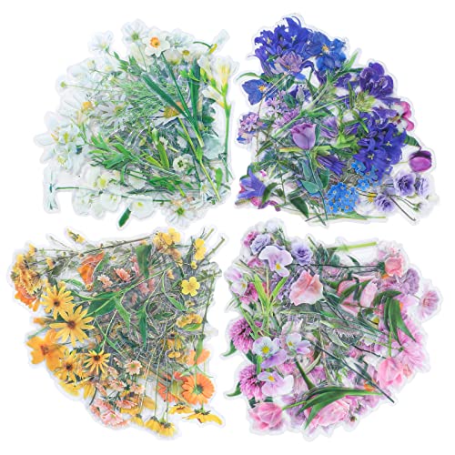 Pengxiaomei 160 Pieces Natural Flower Stickers for Scrapbooking SelfAdhesive Scrapbooking Stickers Supplies Journal for Adult Card Making Letters DIY Mixed Style A