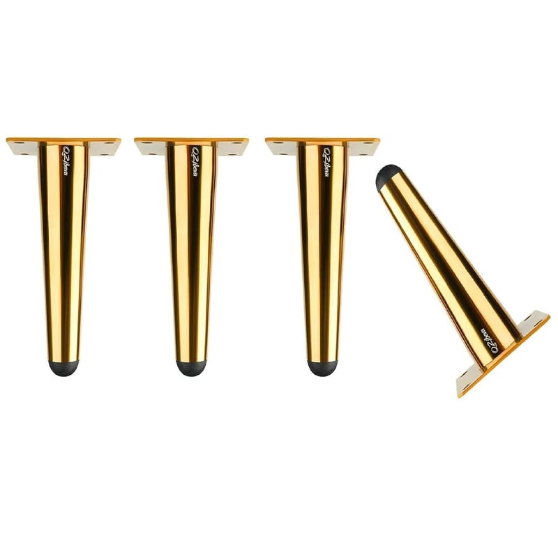 QZibeva 4 Pcs 6 Inch Gold Furniture Legs Gold Leg for Furniture Mid Century Modern Furniture Leg for Sofa Cabinet Table Chair Ottoman Side Mounted Style Furniture DIY Replacement Feet with Screws - Image 1