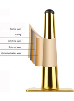QZibeva QZibeva 4 Pcs 6 Inch Gold Furniture Legs Gold Leg for Furniture Mid Century Modern Furniture Leg for Sofa Cabinet Table Chair Ottoman Side Mounted Style Furniture DIY Replacement Feet with Screws  - Image 4