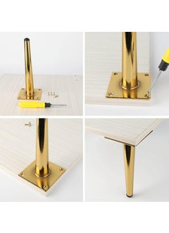 QZibeva QZibeva 4 Pcs 6 Inch Gold Furniture Legs Gold Leg for Furniture Mid Century Modern Furniture Leg for Sofa Cabinet Table Chair Ottoman Side Mounted Style Furniture DIY Replacement Feet with Screws  - Image 2