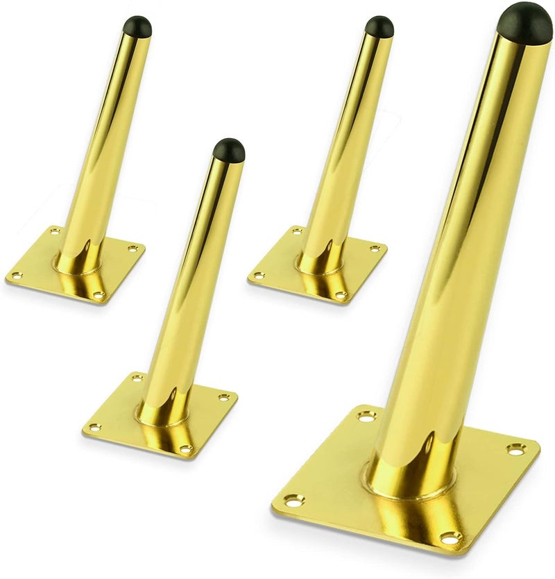 QZibeva 4 Pcs 6 Inch Gold Furniture Legs Gold Leg for Furniture Mid Century Modern Furniture Leg for Sofa Cabinet Table Chair Ottoman Side Mounted Style Furniture DIY Replacement Feet with Screws - Image 5