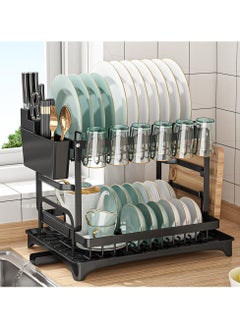 DubaiGallery Kitchen Dish Dish Storage Rack with Draining Board, Knives and Forks  - Image 2