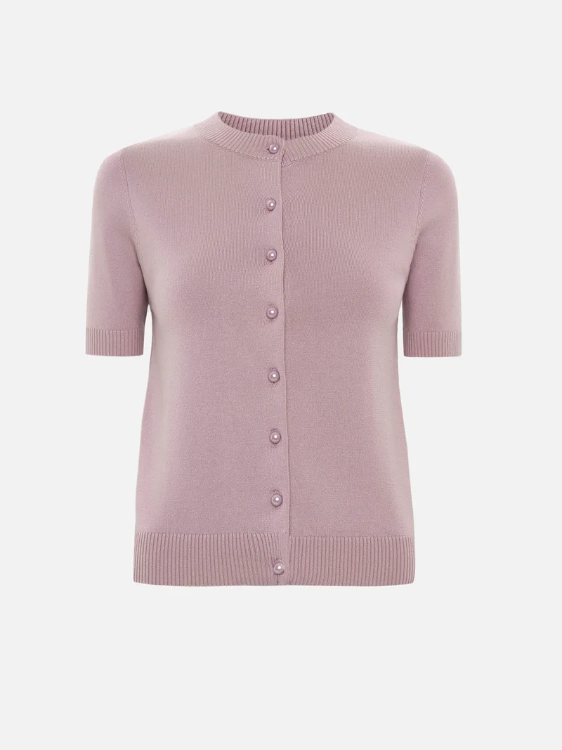 Lichi Cardigan with short sleeves and pearl buttons