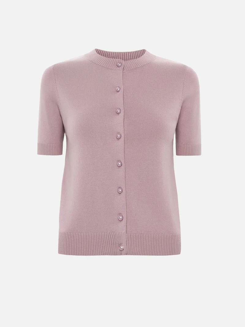 ليتشي كارديجان بأكمام قصيرة وأزرار لؤلؤية