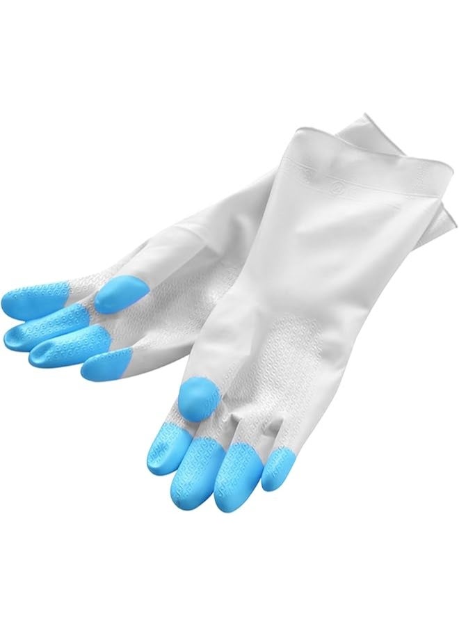 PROMASS PVC Household Gloves - Size Large, White and Blue - Image 1