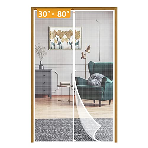 Yotache White Magnetic Screen Door Fit 72" x 80" Doors, Screen Size 74" x 81" Double Door Net Curtain for Sliding Door - Image 1