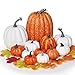 DearHouse DearHouse 12Pcs Thanksgiving Artificial Pumpkins Home Decoration Set and 50pcs Maple Leaves, Artificial Vegetables for  - Image 2