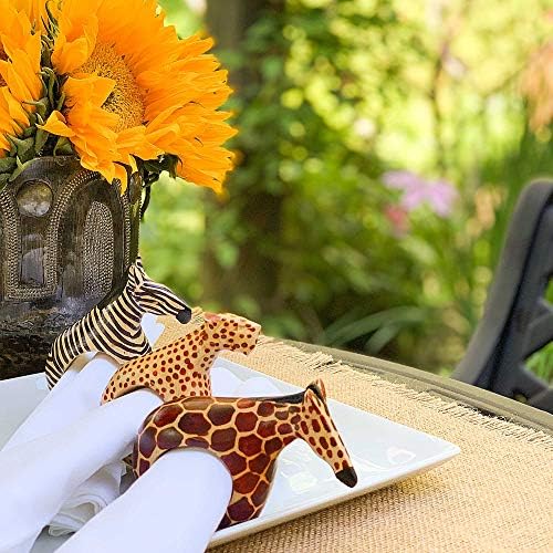 Global Crafts Mahogany Wood Animal Napkin Rings - Set of Six - Image 5