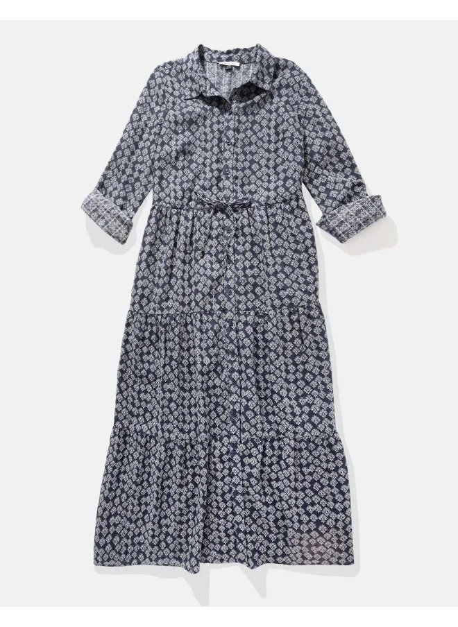 American Eagle AE Long-Sleeve Midi Shirt Dress