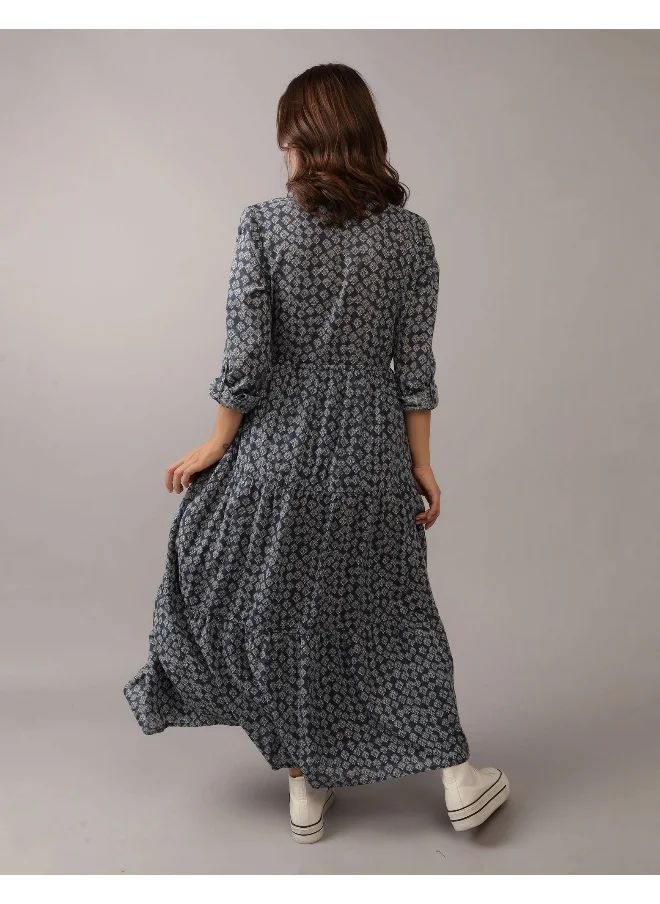 American Eagle AE Long-Sleeve Midi Shirt Dress