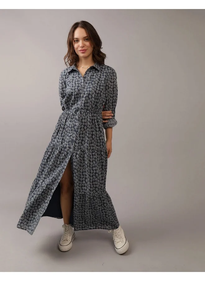 American Eagle AE Long-Sleeve Midi Shirt Dress