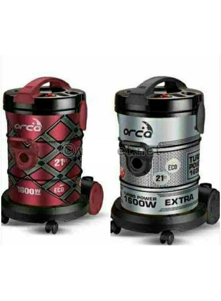 أركو مكنسة كهربائية أسطوانية صناعة تركية 1600 وات من اوركا بخزان 21 لتر وسلك كهرباء طويل، فلتر قماشي قابل للإزالة والغسل، متعددة الألوان -or-dvc602 - Image 1