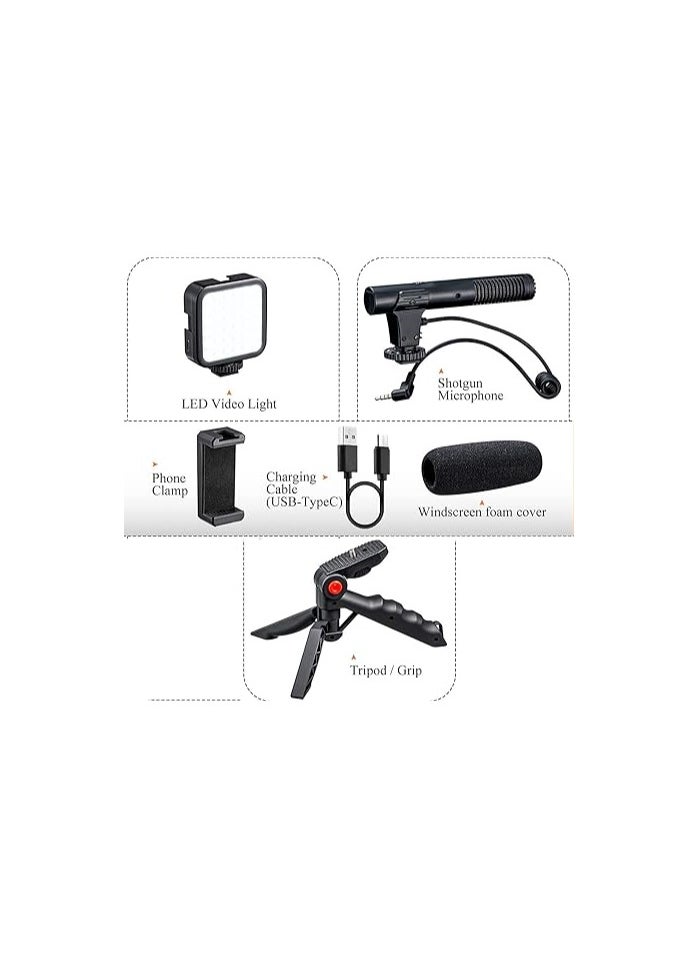 Generic 6-in-1 Vlogging Kit – Microphone, Tripod, Selfie Light & More – Complete Content Creation Set for Video Recording and Photography  - Image 2