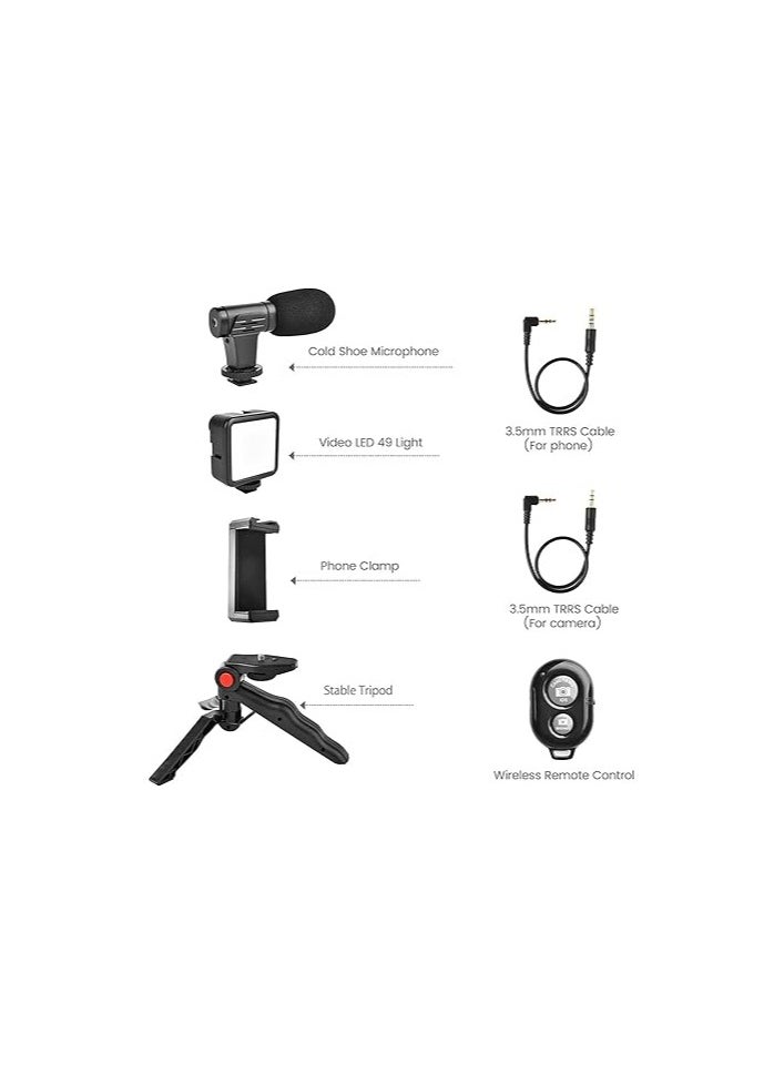 Generic 6-in-1 Vlogging Kit – Microphone, Tripod, Selfie Light & More – Complete Content Creation Set for Video Recording and Photography  - Image 3