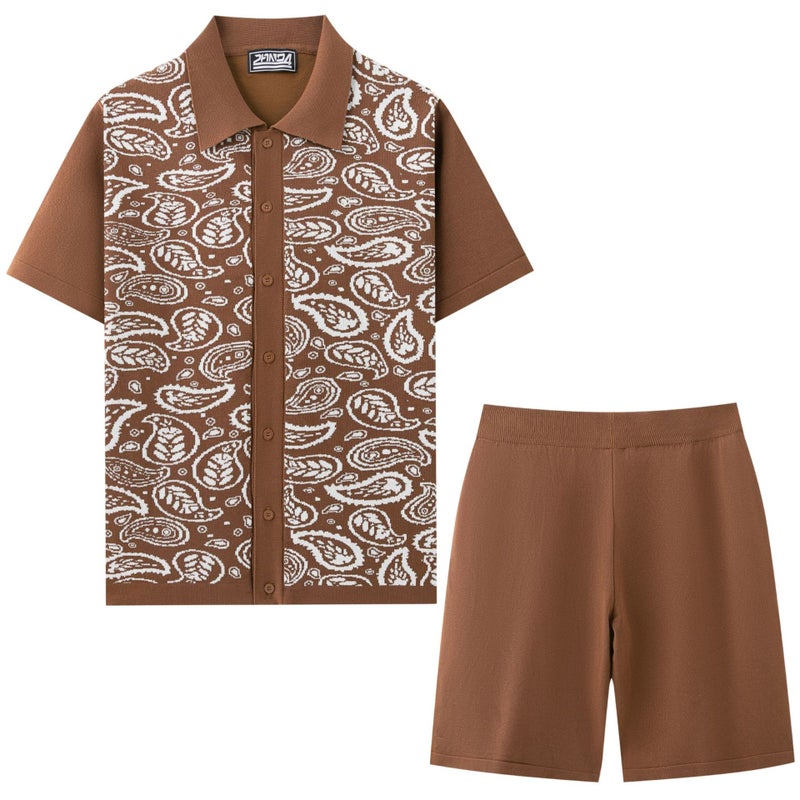 Men's Casual Knit Polo Shirt and Shorts Set - Image 4