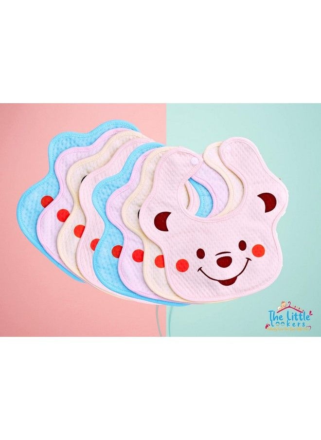 The Little Lookers - Baby Bibs With Snap Button Closure;Apron; Cute Animal Soft Cotton Fabric With Pvc On Back For Quick Absorption & Fast Drying For Newborns;Babies (0 3 Years) (Pack Of 8) - Image 1