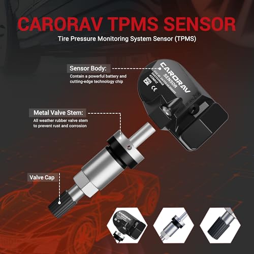 CARORAV 56029398AB TPMS Sensor,Pre-Programmed Tire Pressure Sensor Replacement for Chrysler Jeep Wrangler,Dodge Ram 1500 2500 3500,433MHz Replaces#68142397AA 68241067AA 4-Pack - Image 5